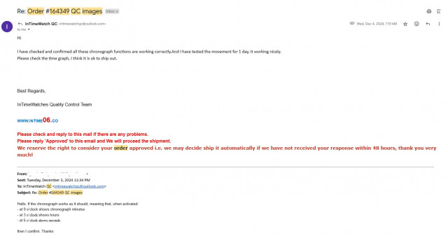 Correspondence with QC