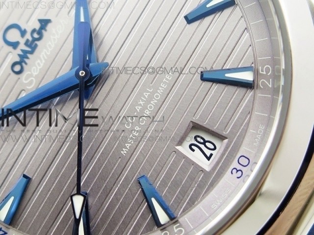 aqua terra 150m master chronometers vsf 1 1 best edition gray dial blue handset on light blue rubber