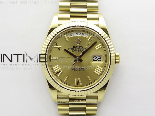 daydate 40mm 228238 gmf 1 1 best edition gold dial roman markers on president bracelet a3255