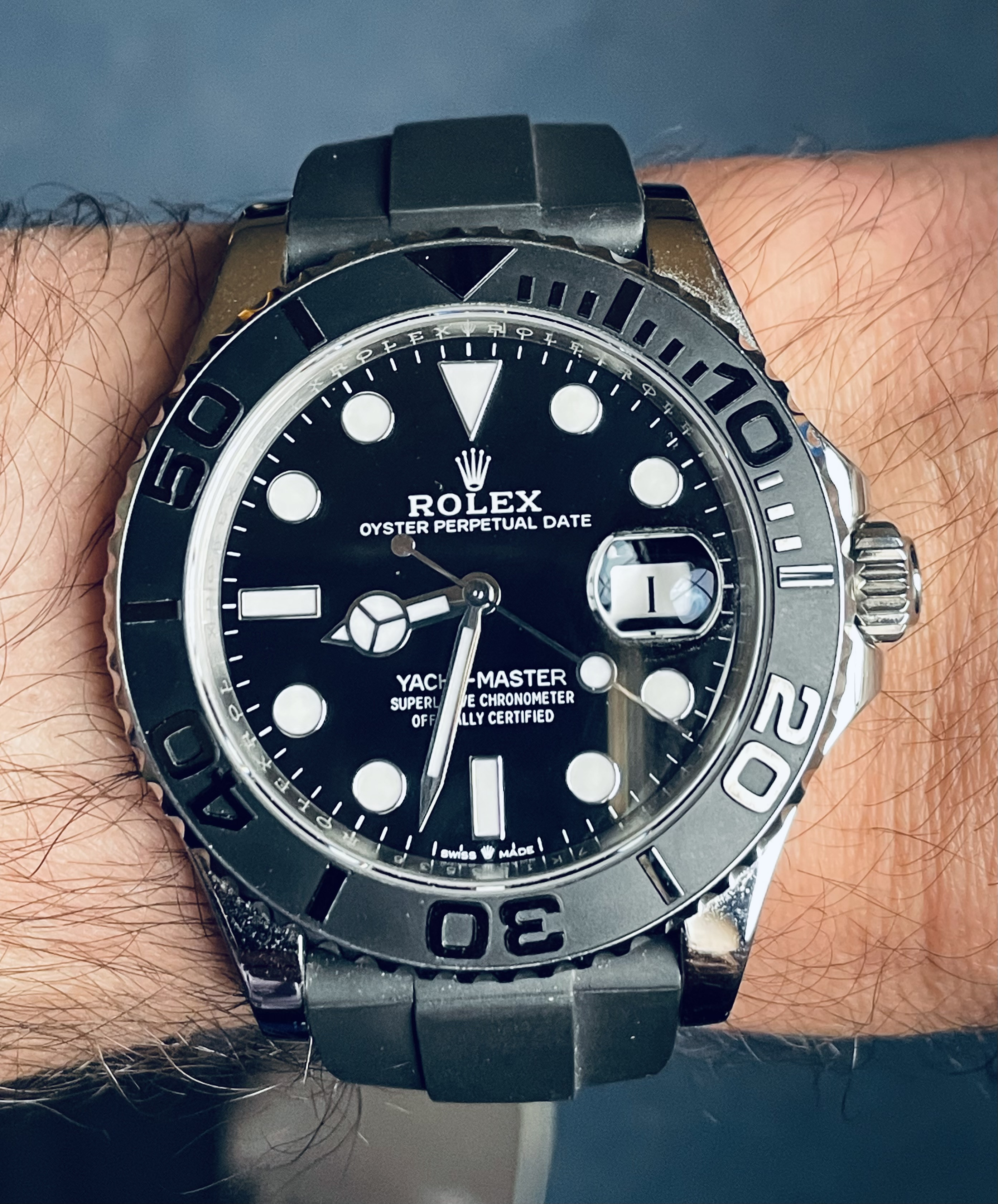 Rolex Yacht Master 116622 Blue Dial with Black Bezel In Steel replica watch  - Replica Magic Watch