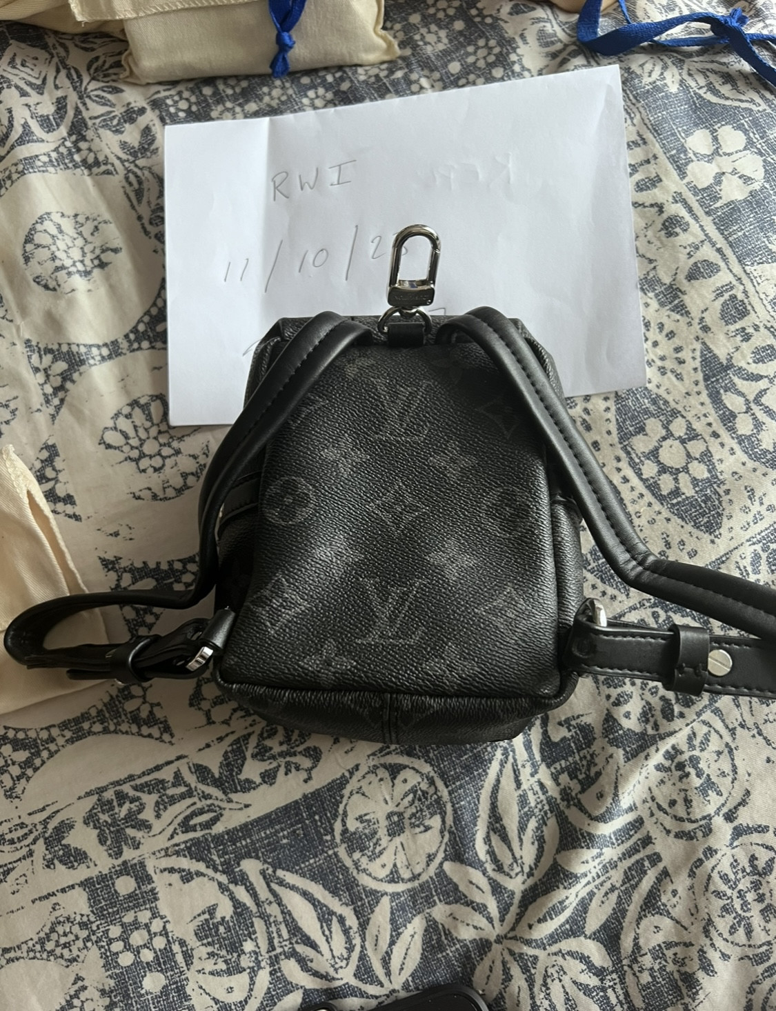 Louis Vuitton Monogram Eclipse Backpack Bag Charm - Black