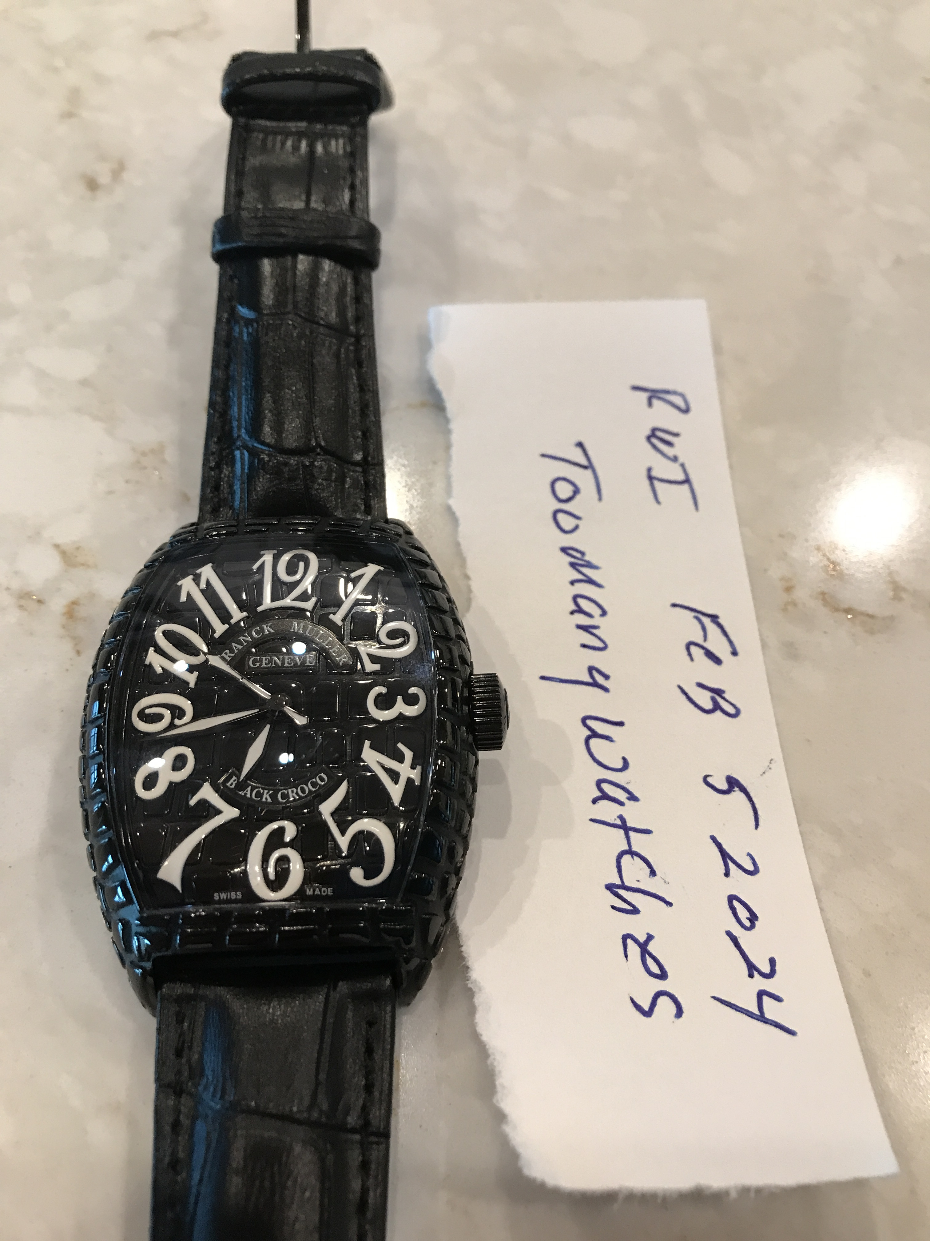 SOLD Franck Muller Black Croco Replica Watch Info