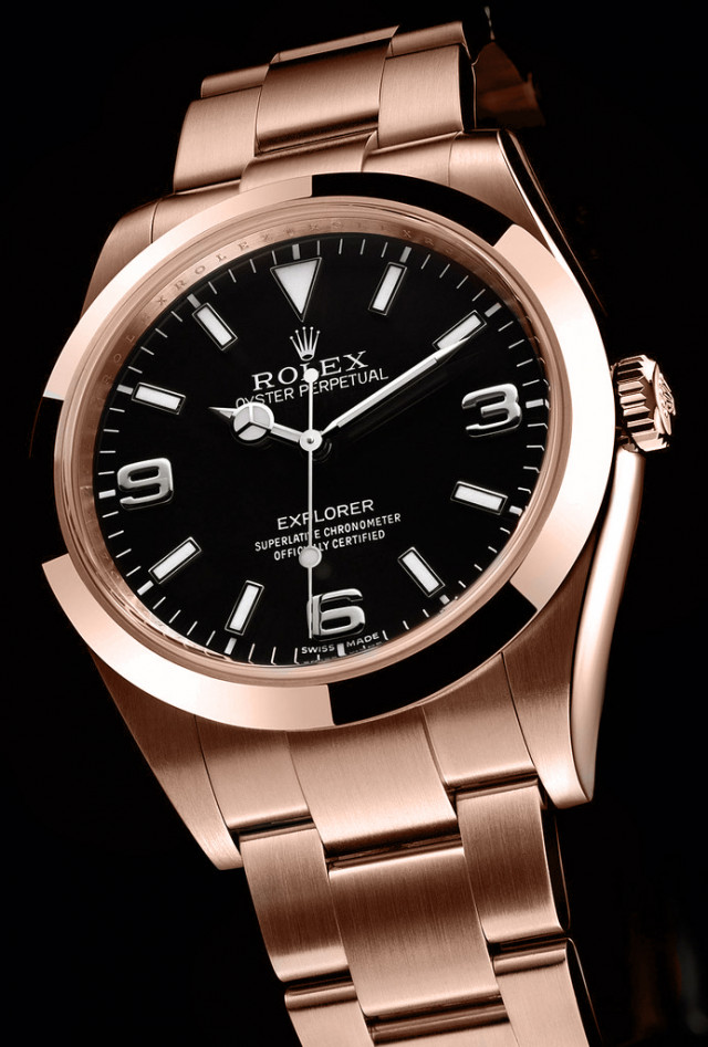 rolex explorer rose gold