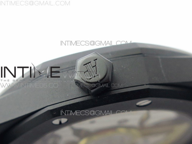 royal oak 41mm 15500 dlc zf best edition black textured dial on dlc bracelet a4302 v2 free box (1)