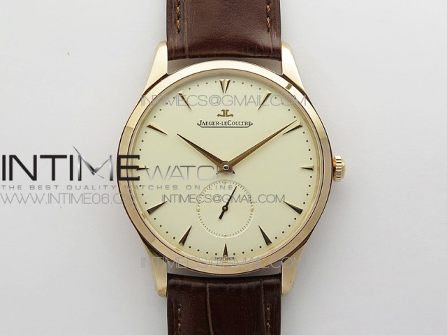 master ultra thin small second rg zf 1 1 best edition white dial on brown leather strap a896