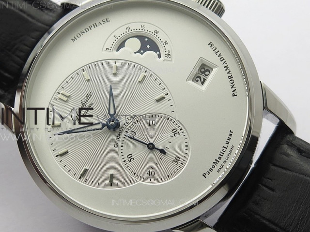 excellence panorama date moon phase ss apsf 1 1 best edition white dial on black leather strap cal90