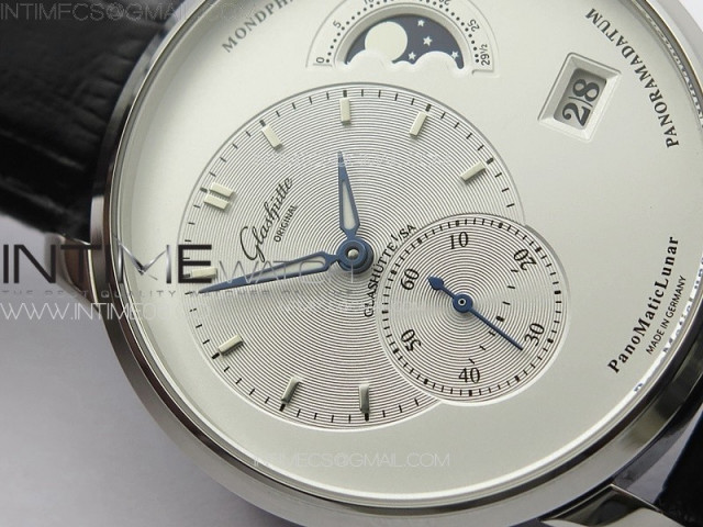 excellence panorama date moon phase ss apsf 1 1 best edition white dial on black leather strap cal90