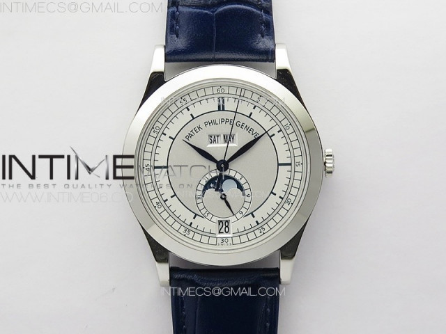 annual calendar moonphase 5396 ss ppf 1 1 best edition white dial on black leather strap a324